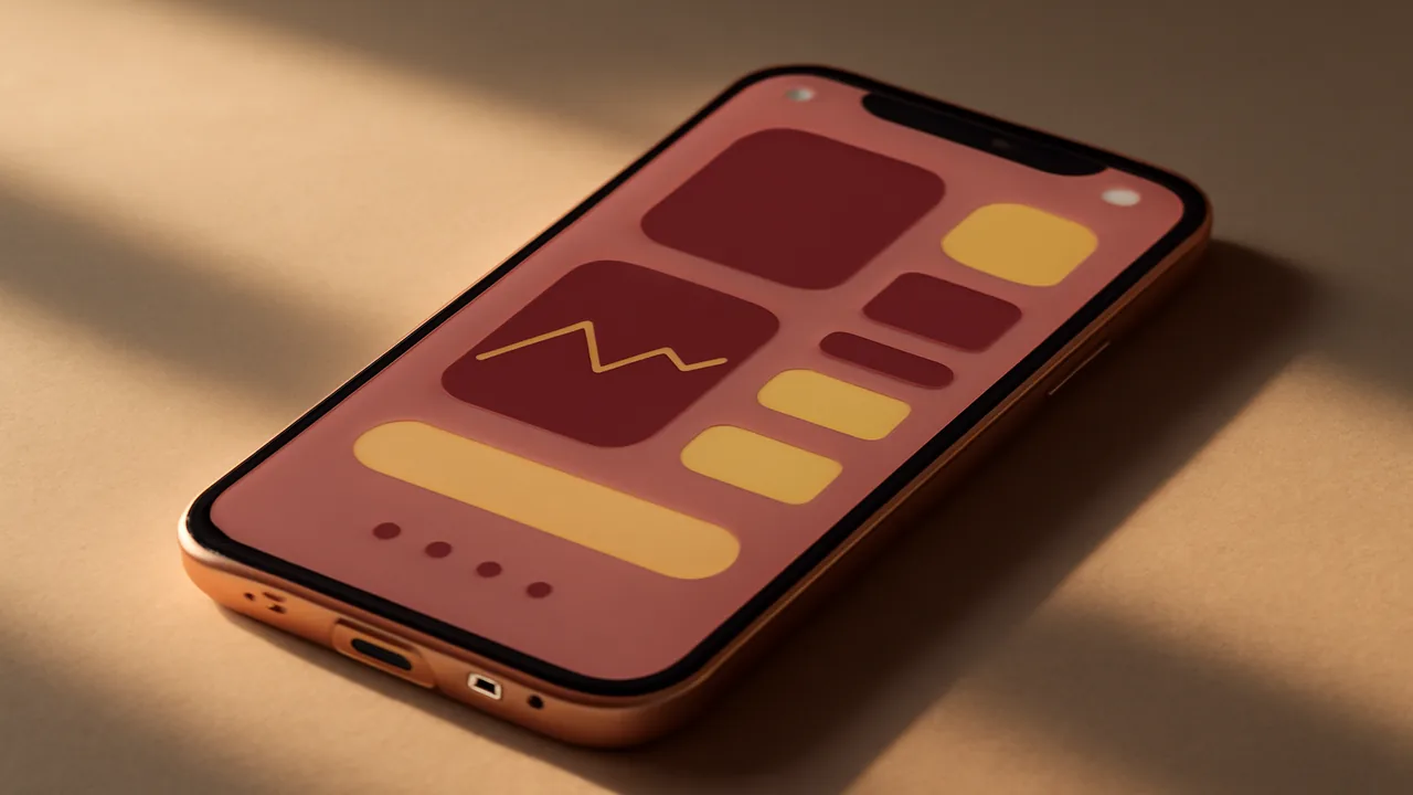 a smartphone on a warm oak desk showing a casino progressive web app running full-screen